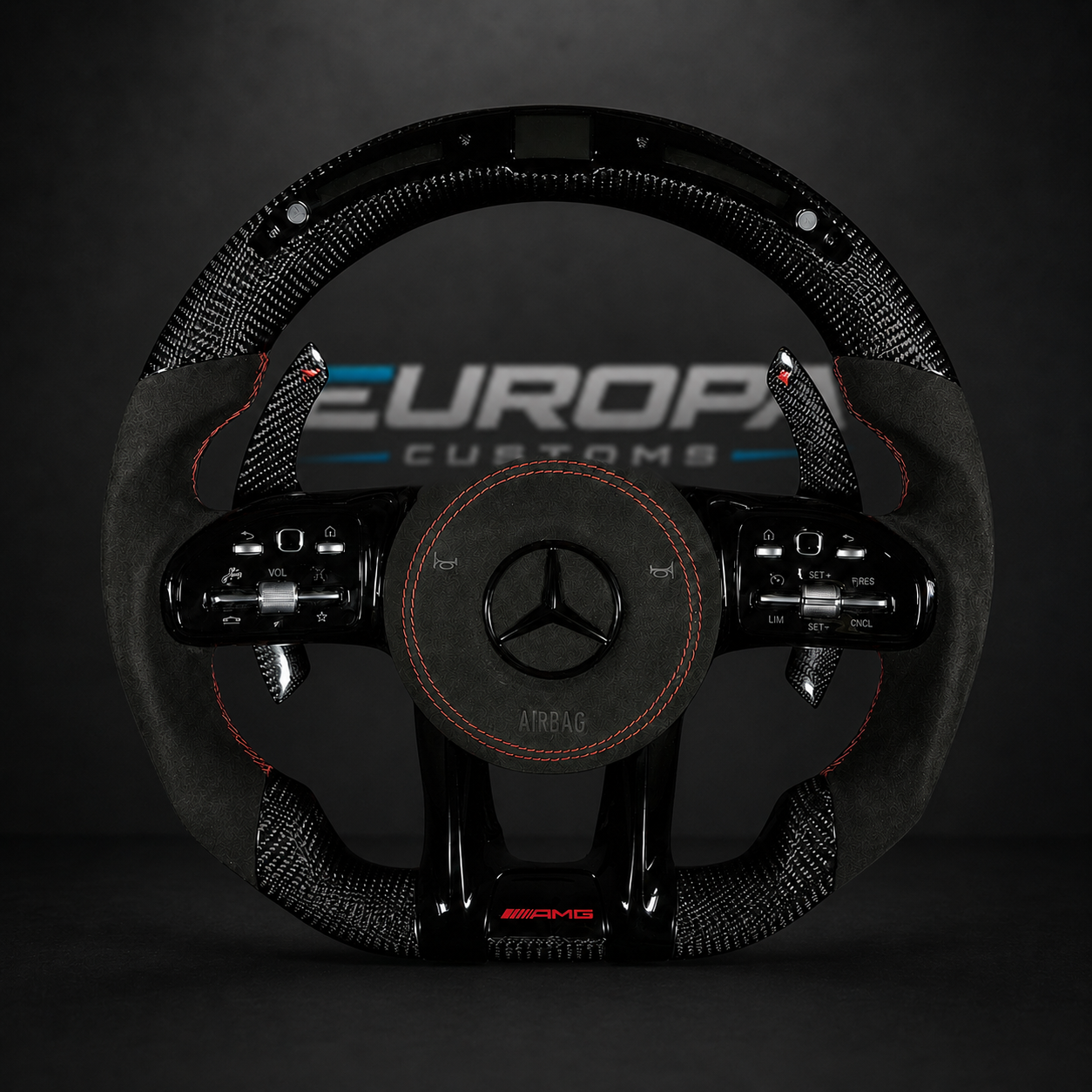 LED Carbon Fiber AMG Performance Steering Wheel EUROPA CUSTOMS