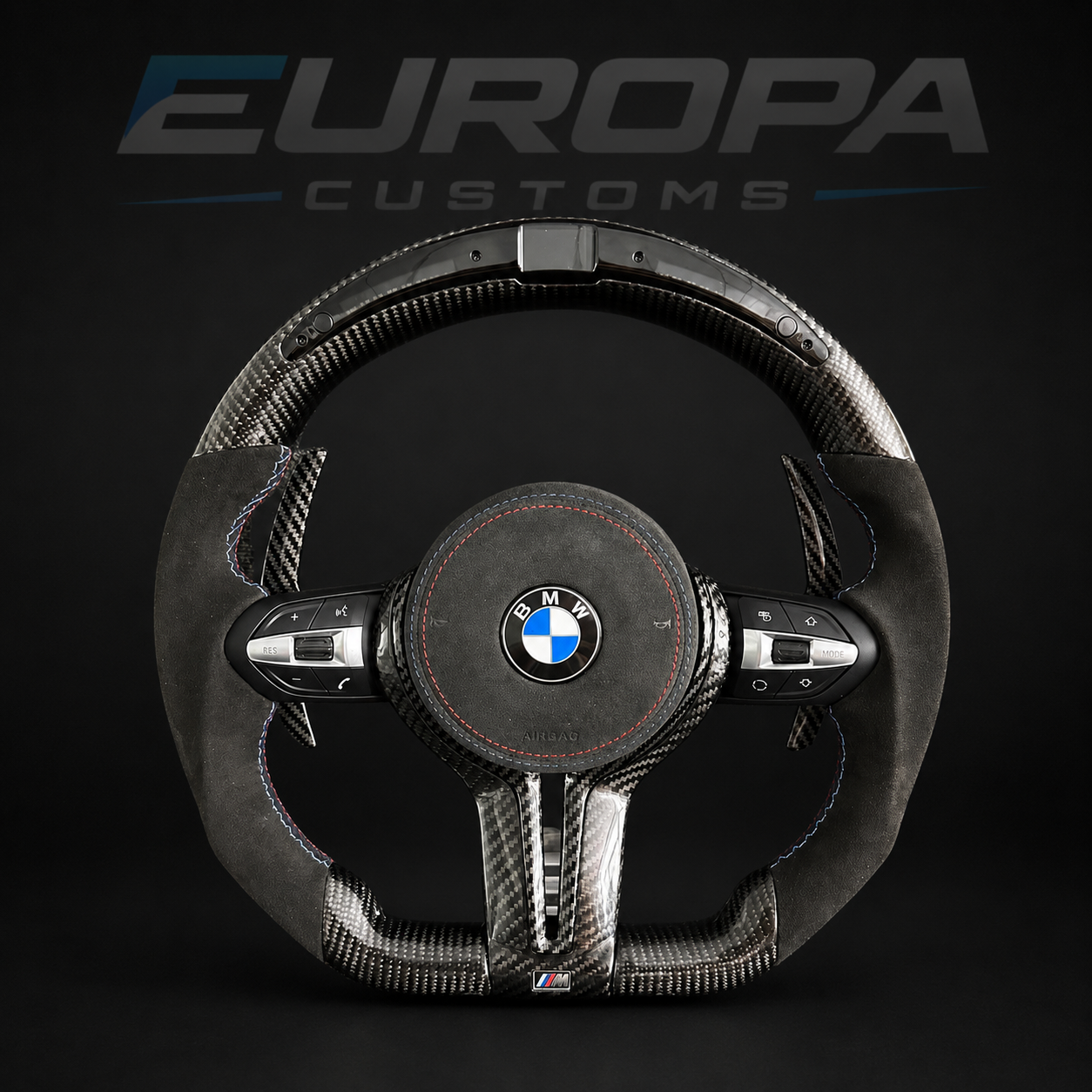LED Carbon Fiber Steering Wheel Alcantara E& F-Series EUROPA CUSTOMS