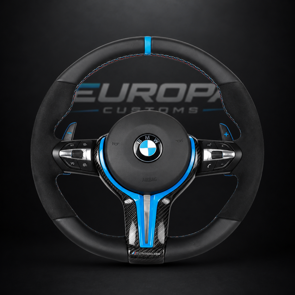 Blue Edition Steering Wheel Alcantara/Leather E& F-Series EUROPA CUSTOMS