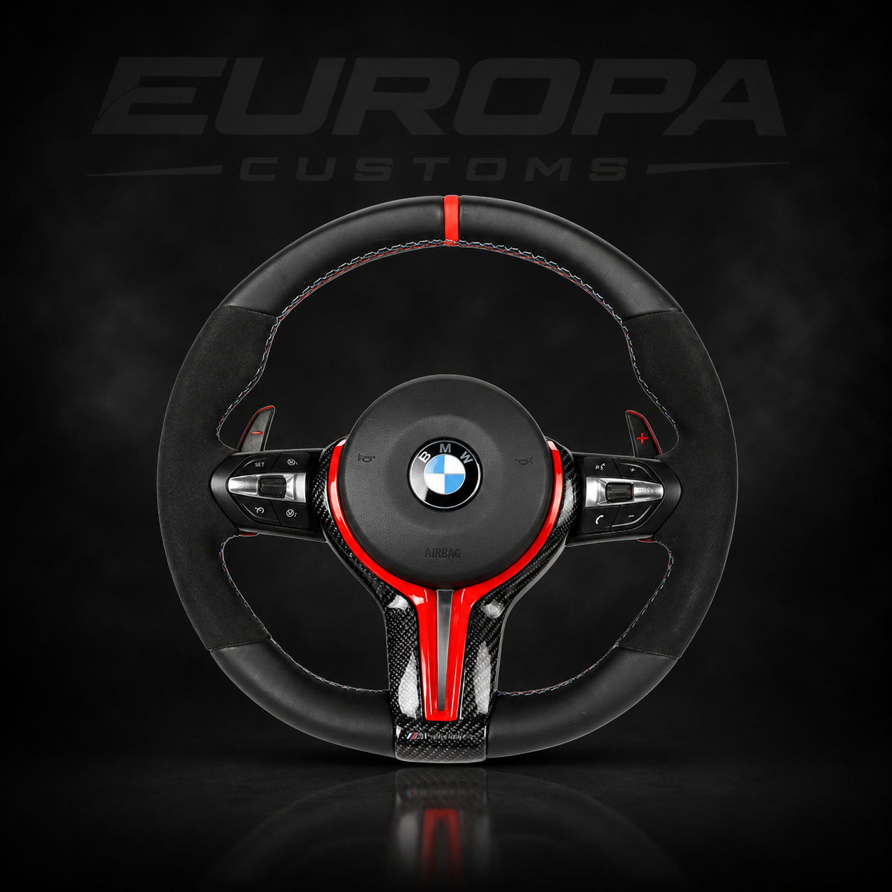 Red Edition Steering Wheel Alcantara/ Leather E& F-Series EUROPA CUSTOMS