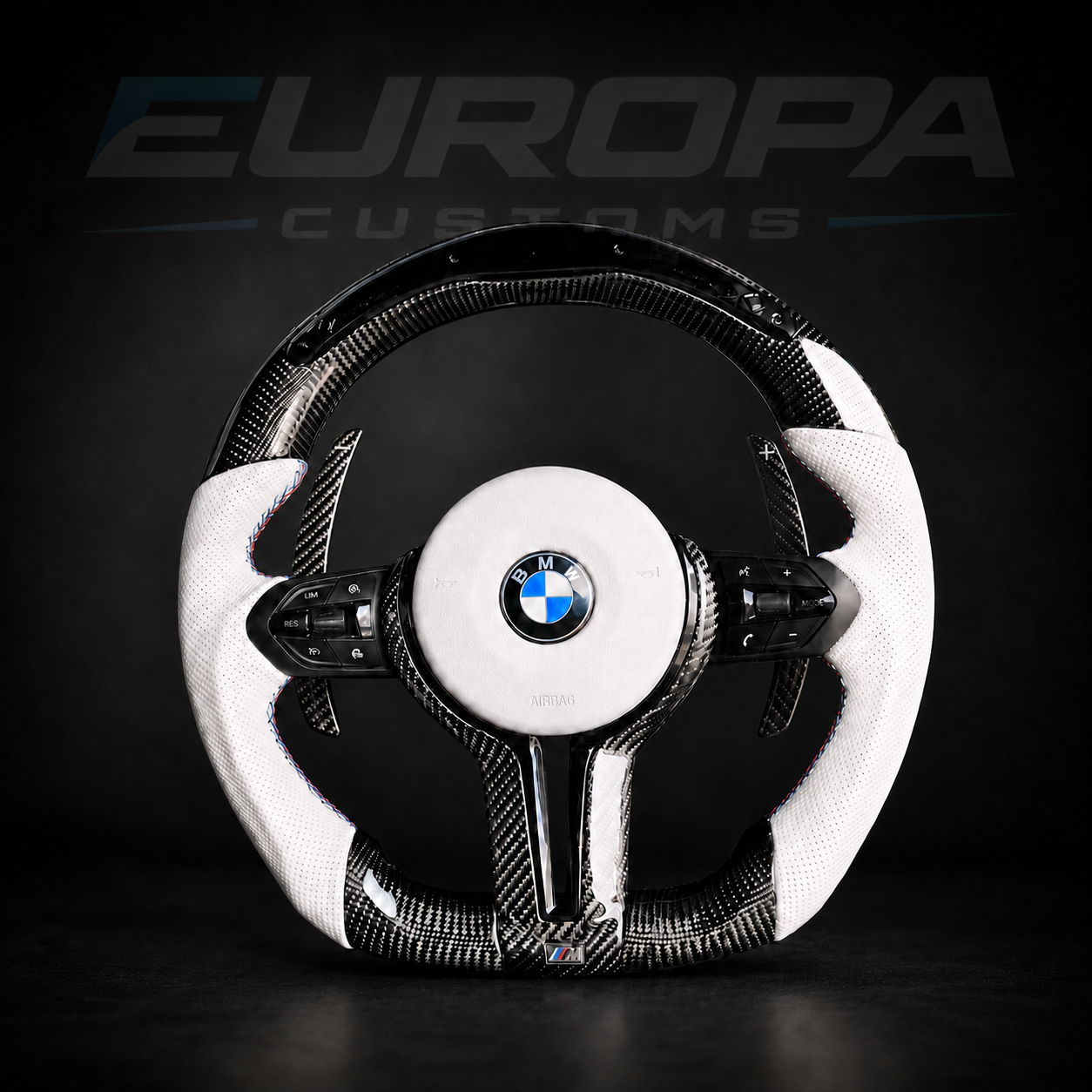 M-Perfromance LED Carbon Fiber Steering Wheel Leather E& F-Series EUROPA CUSTOMS
