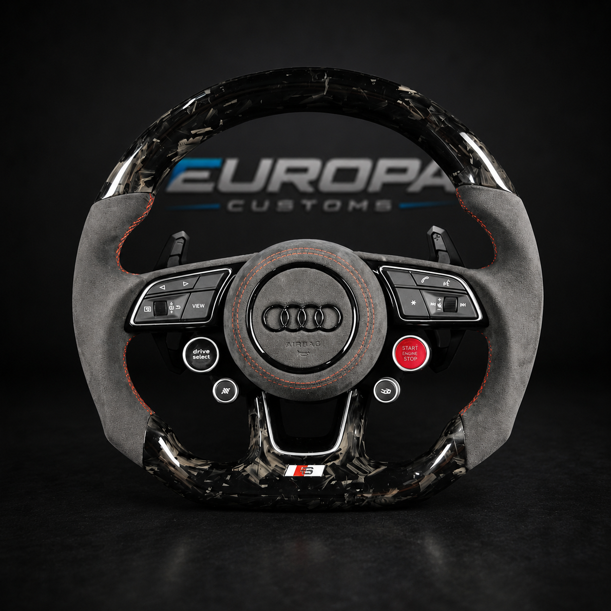 Audi Forged Carbon Alcantara Steering Wheel with 4x R8 Buttons for A4 A5 Q5 S4 S5 SQ5 RS4 RS5
