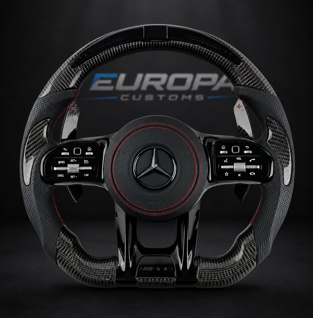 LED Carbon Fiber AMG Performance Steering Wheel EUROPA CUSTOMS