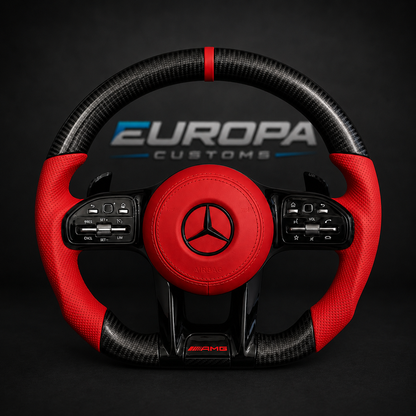 Carbon Fiber AMG Performance Steering Wheel Red EUROPA CUSTOMS