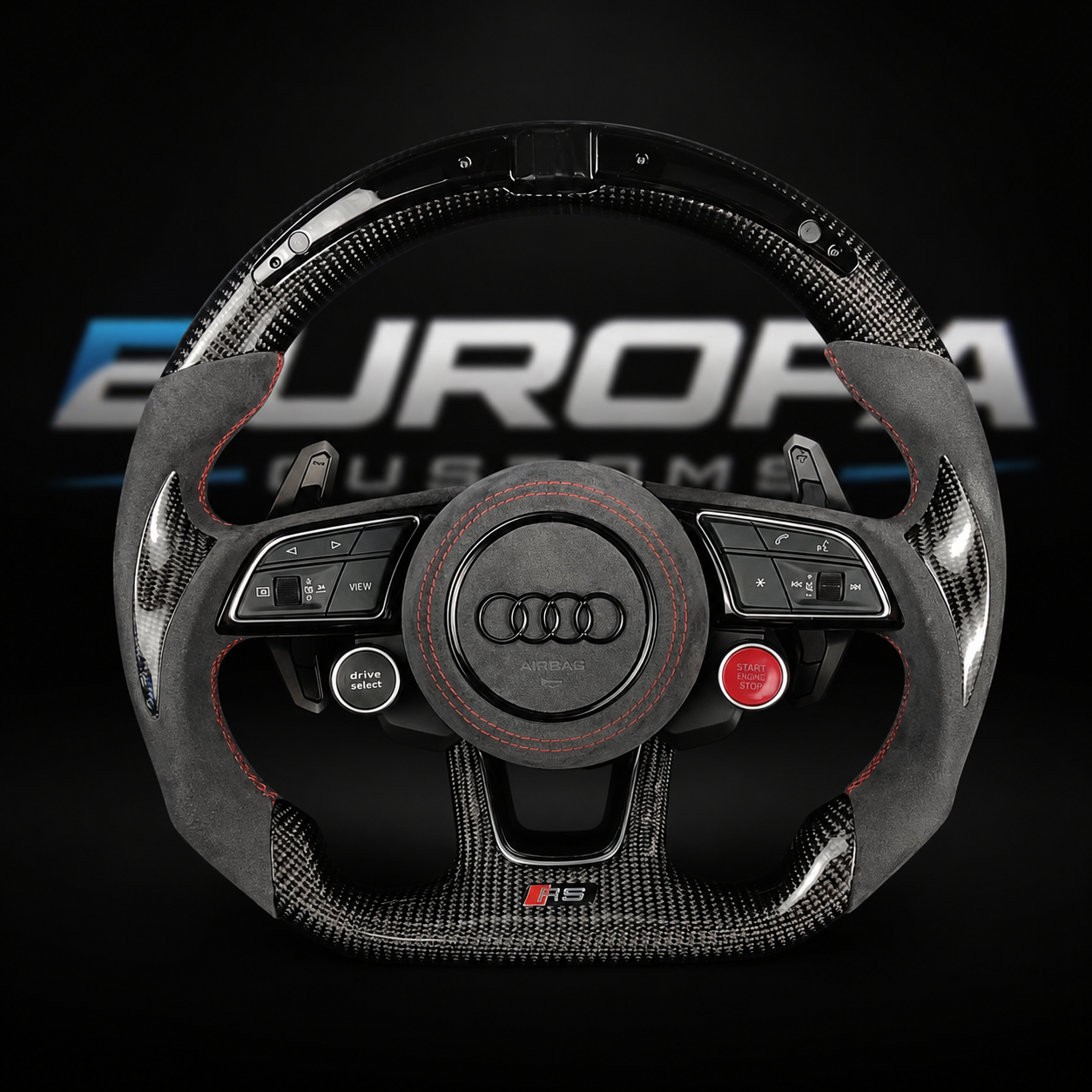 Audi LED Carbon Fiber Alcantara Steering Wheel with 2x R8 Buttons for A4 A5 Q5 S4 S5 SQ5 RS4 RS5