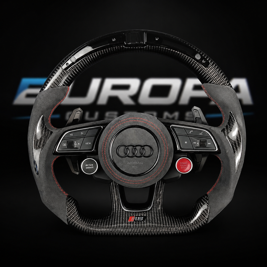 Audi LED Carbon Fiber Alcantara Steering Wheel with 2x R8 Buttons for A4 A5 Q5 S4 S5 SQ5 RS4 RS5