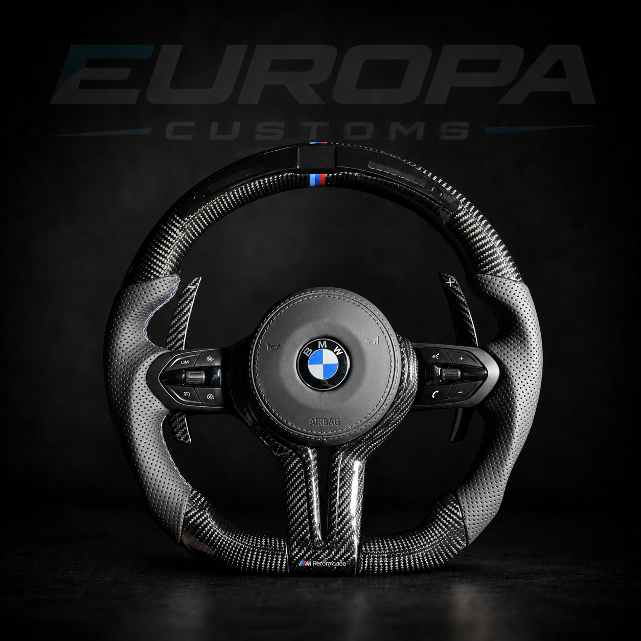 M-Performance LED Carbon Fiber Steering Wheel Leather E& F-Series EUROPA CUSTOMS