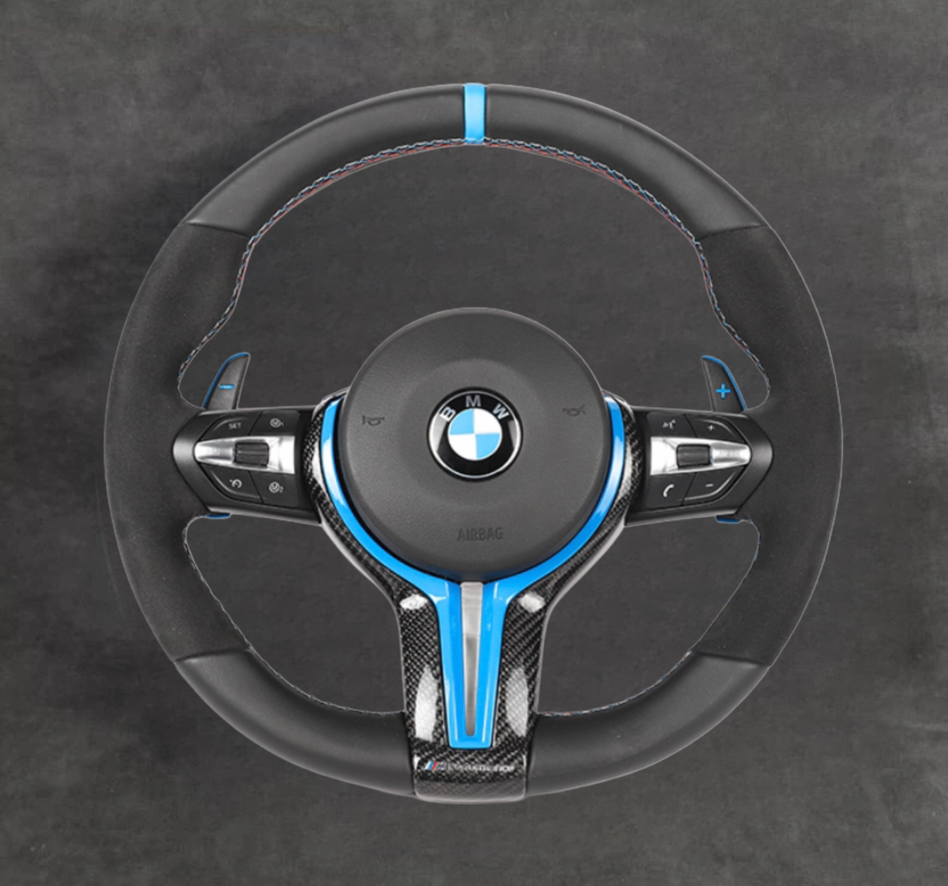 Blue Edition Steering Wheel Alcantara/Leather E& F-Series EUROPA CUSTOMS