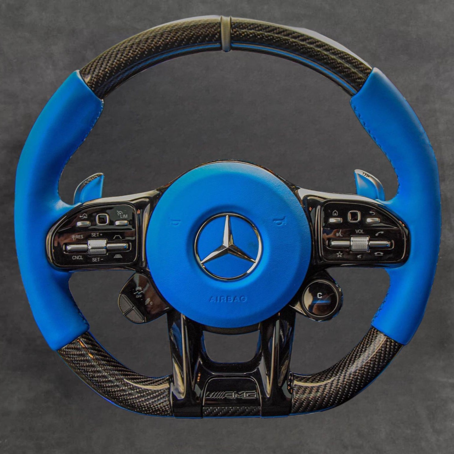 Mercedes carbon fiber steering wheel by Europa Customs