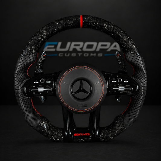 Red Forged Carbon AMG Performance Steering Wheel EUROPA CUSTOMS